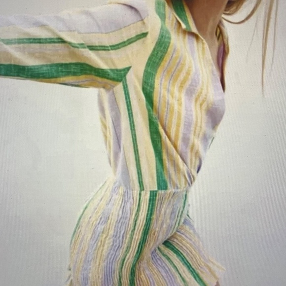 NEW ZARA The Valery Pastel Striped Smocked Mini Dress Coastal Resort Wear S - Picture 5 of 14